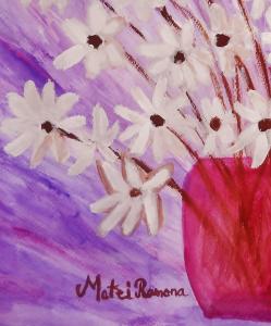 Watercolor Painting My Daisies By Artist Ramona Matei